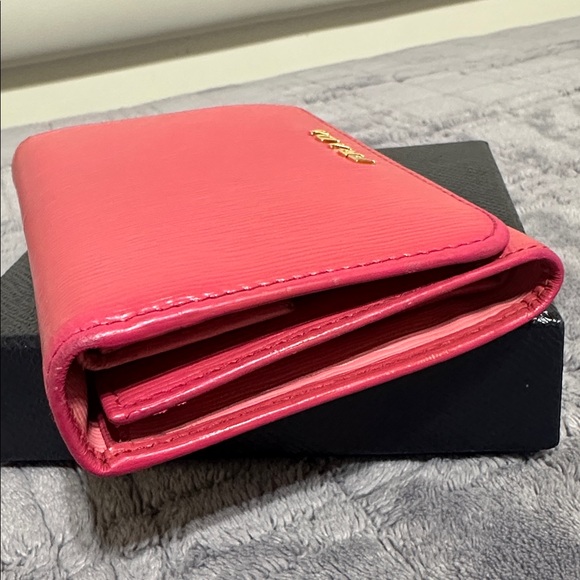 Prada Coral Pink Compact Trifold Wallet - Picture 4 of 14